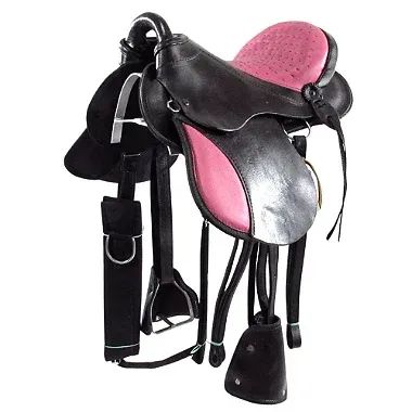 Sela Australiana Preta e Rosa Infantil Luxo 12 Polegadas