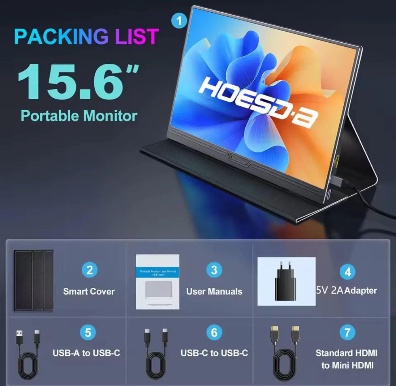 Monitor Portátil 15.6 polegadas Full HD HOEDS.a Lacrado  - Foto 2