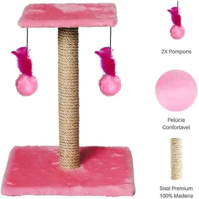 Arranhador para Gatos Rosa com Brinquedos