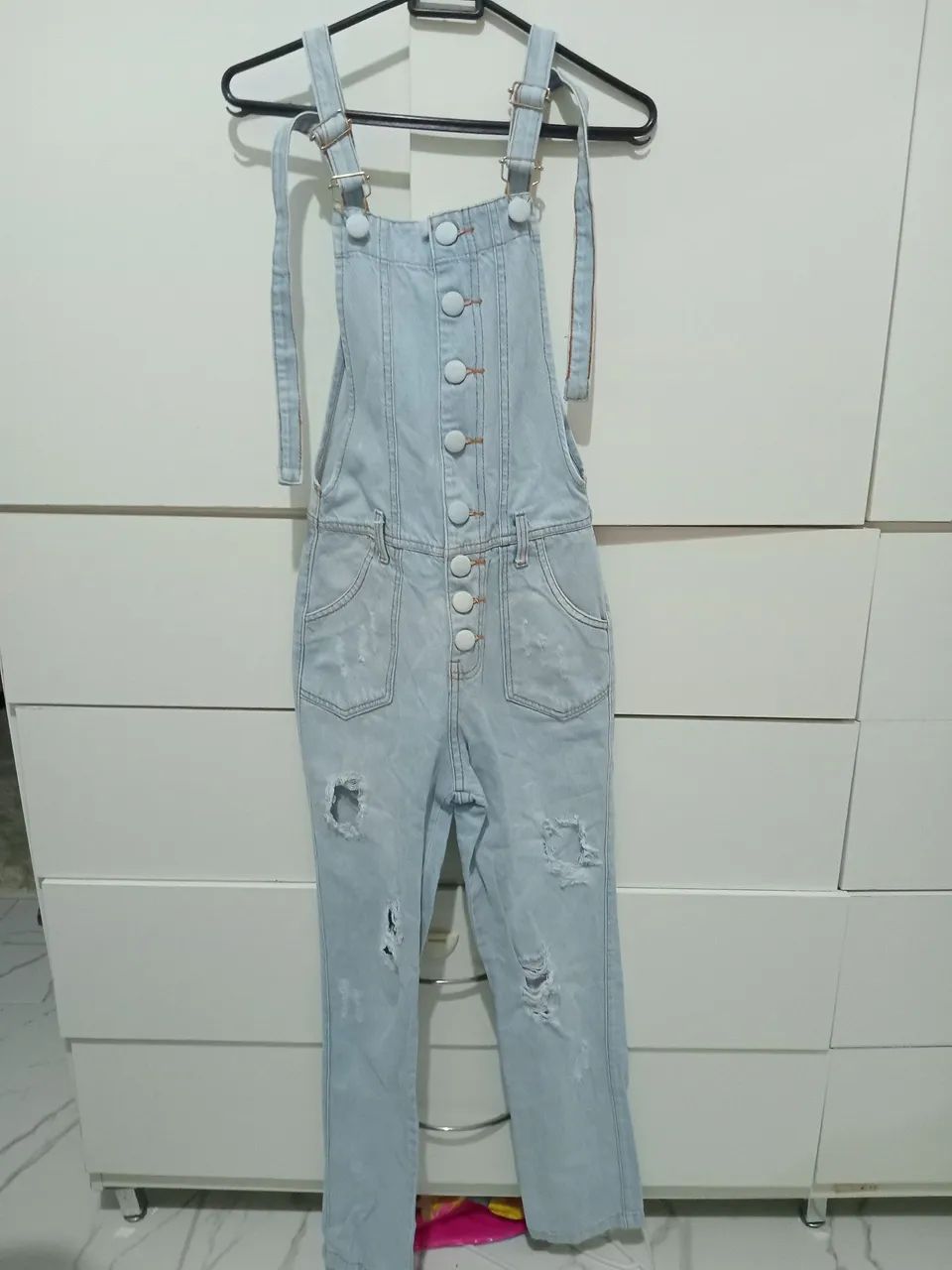 Macacão Jeans Infantil Destroyed