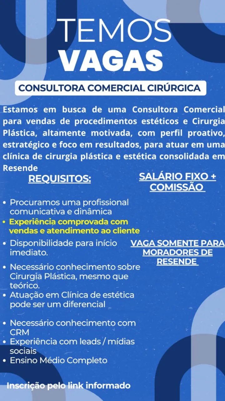 Vaga: Consultora Comercial - Resende