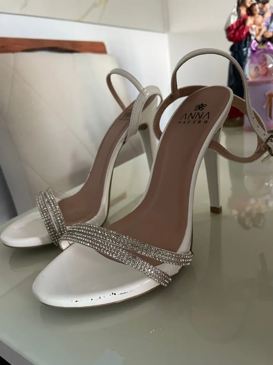 Sandália Noiva Anna Macedo Branca com Strass
