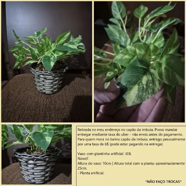 Vaso decorativo com planta artificial novo