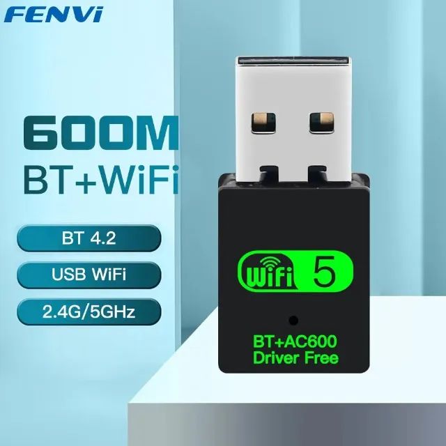 Adaptador Wifi, USB, Trabalha nas duas Bandas, 2.4G e 5G, até 600 Mbps, Bluetooth 4.2,NOVO