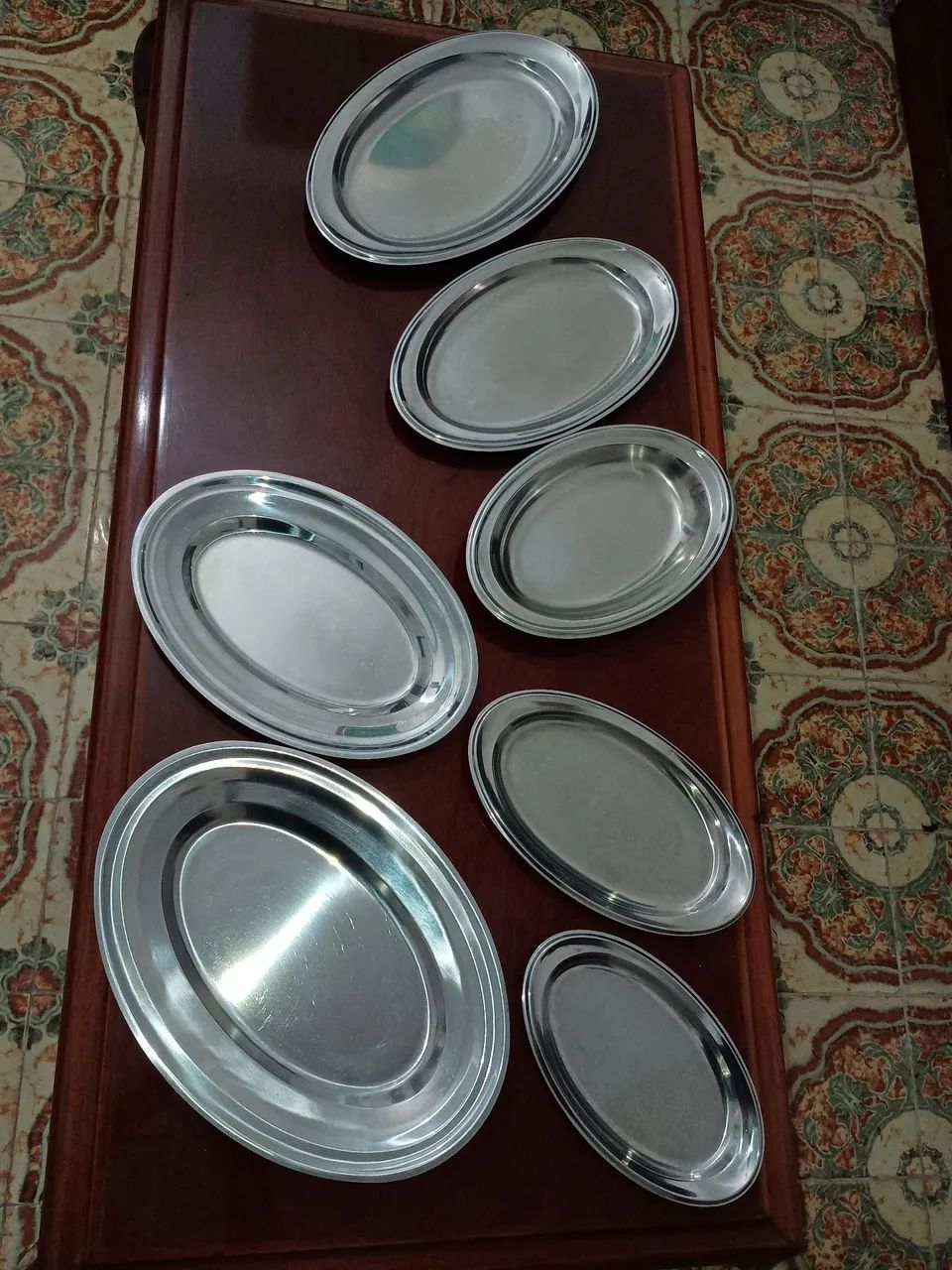 Conjunto de travessas de aço inox ovais