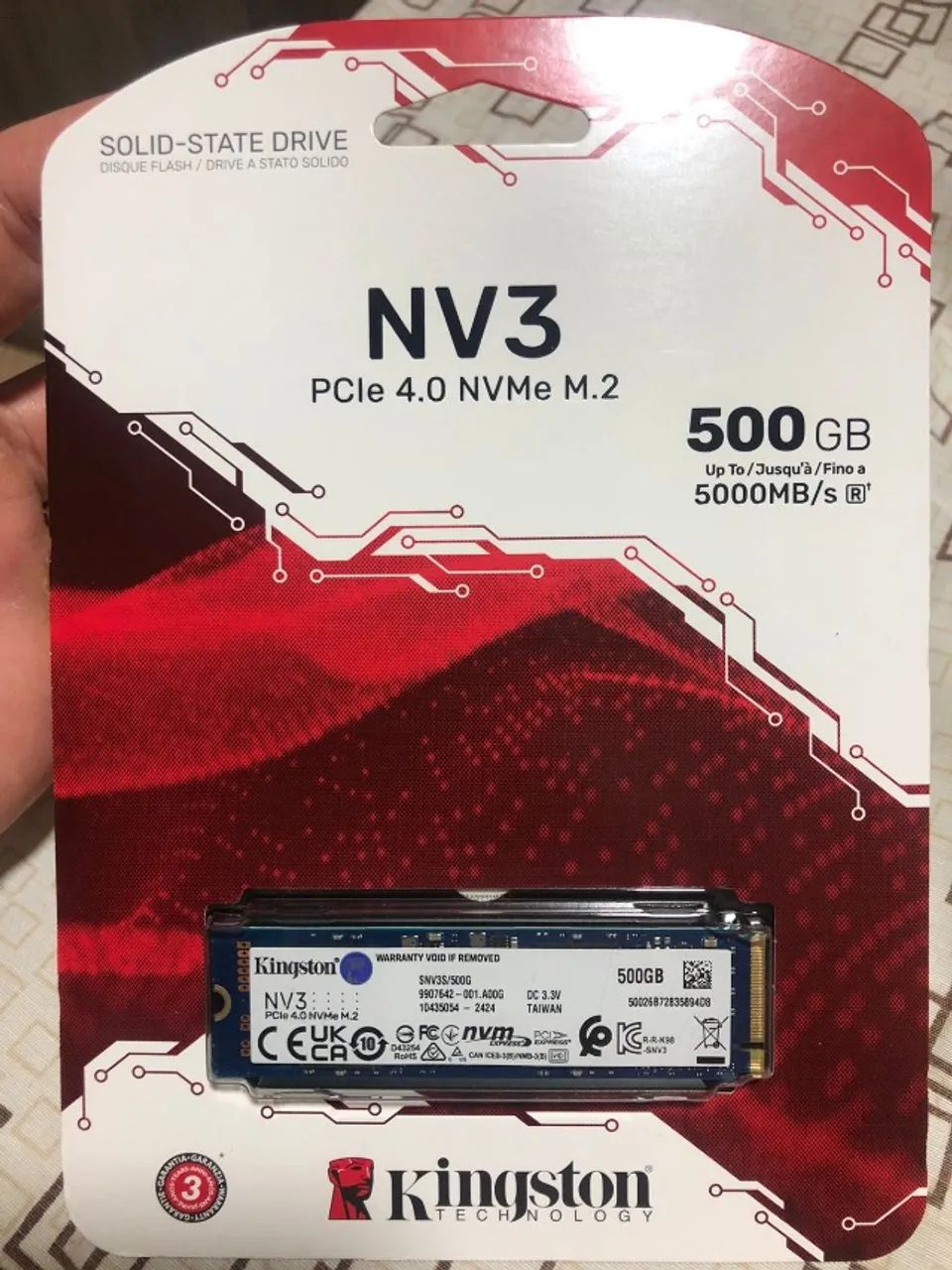 SSD Kingston NV3 500GB PCIe 4.0 NVMe M.2