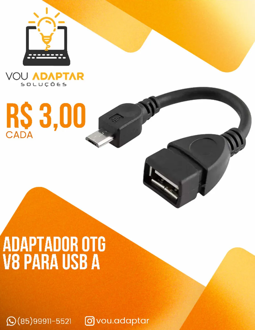 Adaptador Otg tipo C/ Usb/V8/Lightning/Micro B - temos vários modelos