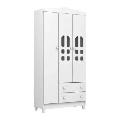 Guarda-Roupa Branco 3 Portas com Detalhes - Foto 4
