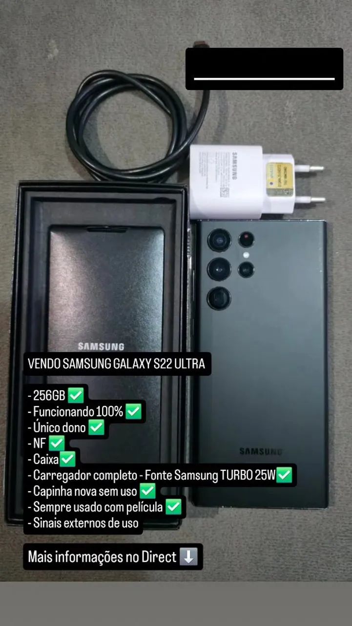 Samsung S22 Ultra 256GB Mem. e 12GB de RAM