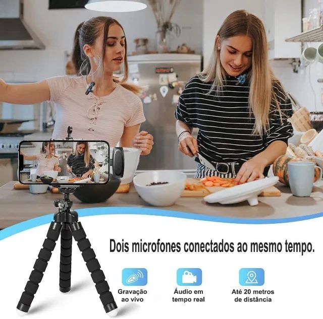 Microfone Lapela Sem Fio com Case - Foto 2