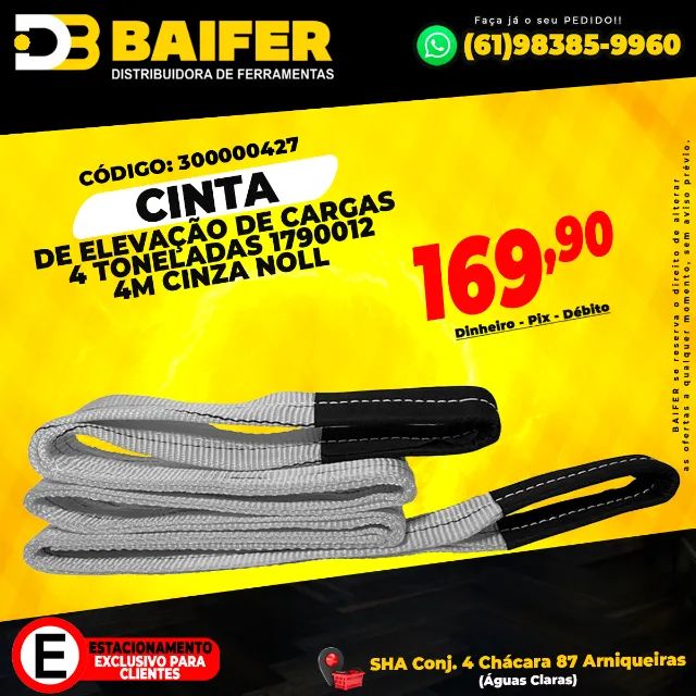 Cinta de Elevação de Cargas 4 Toneladas 1790012 Cinza Noll