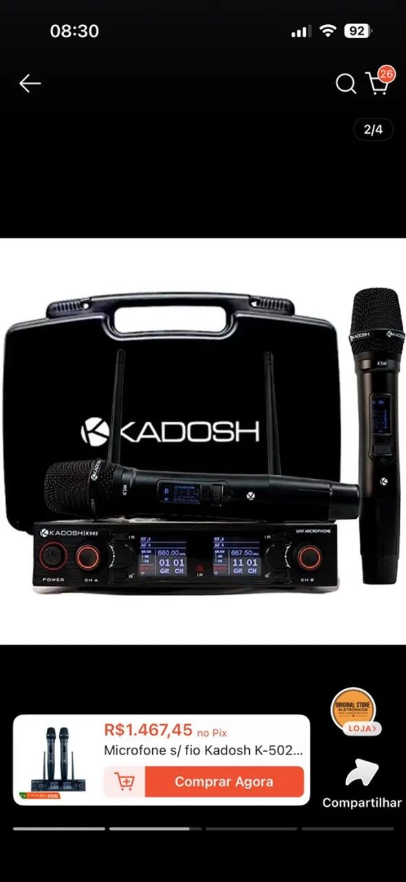 Microfone sem fio kadosh k502
