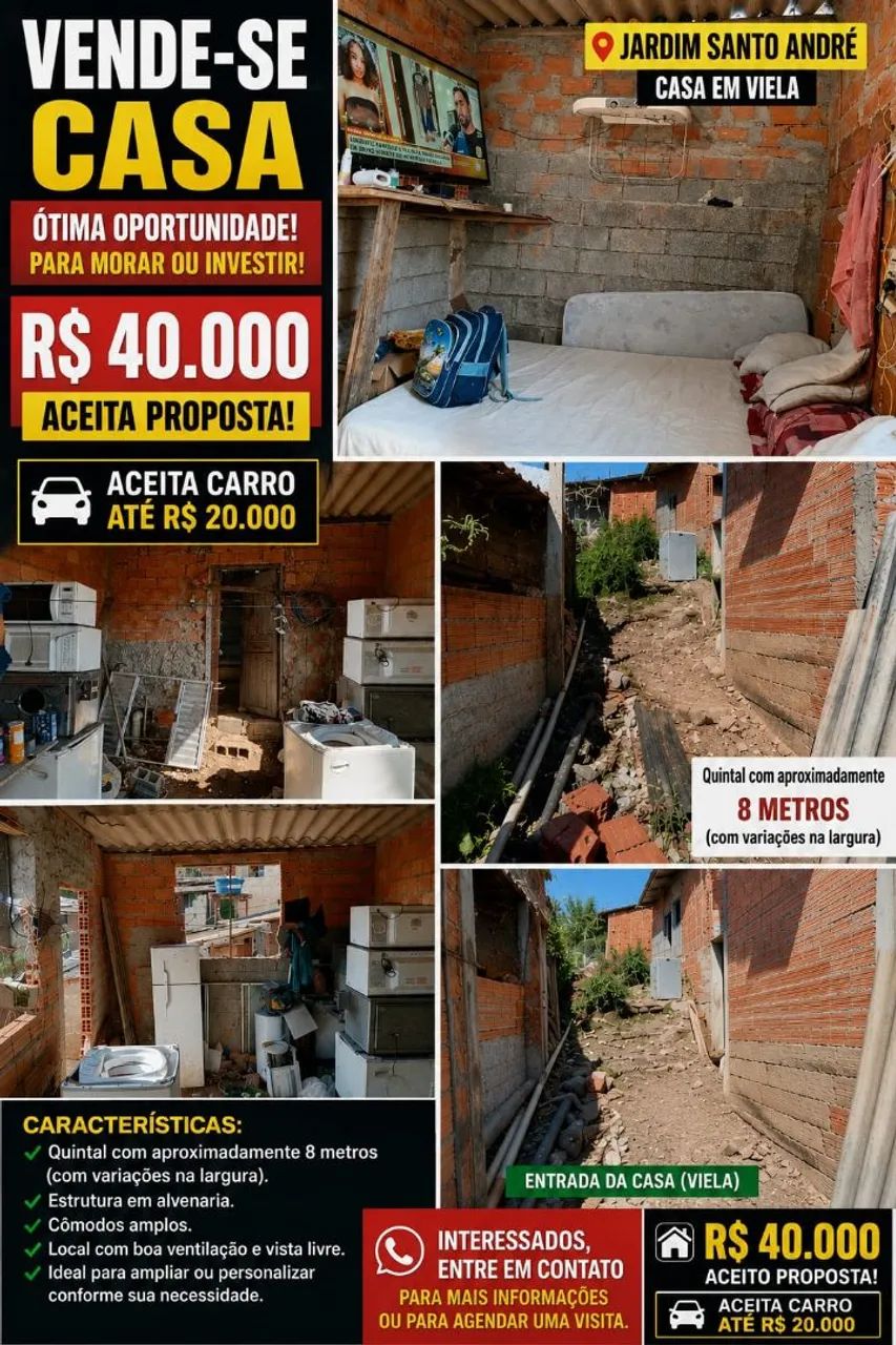 Casa de 2 cômodos mais terreno (parcelo 