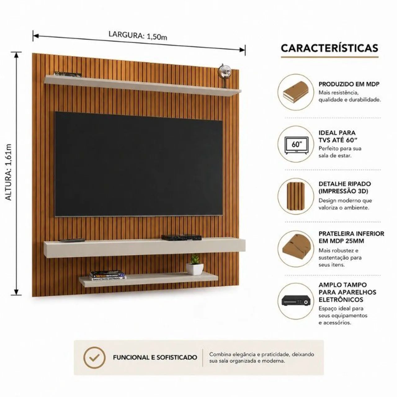 Painel Leme ripado suporta tv até 60 polegadas / pague na entrega  - Foto 2