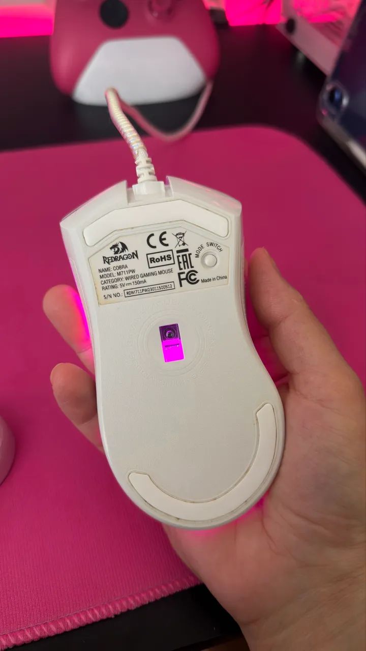 Kit Teclado e Mouse Redragon rosa e branco - Foto 3