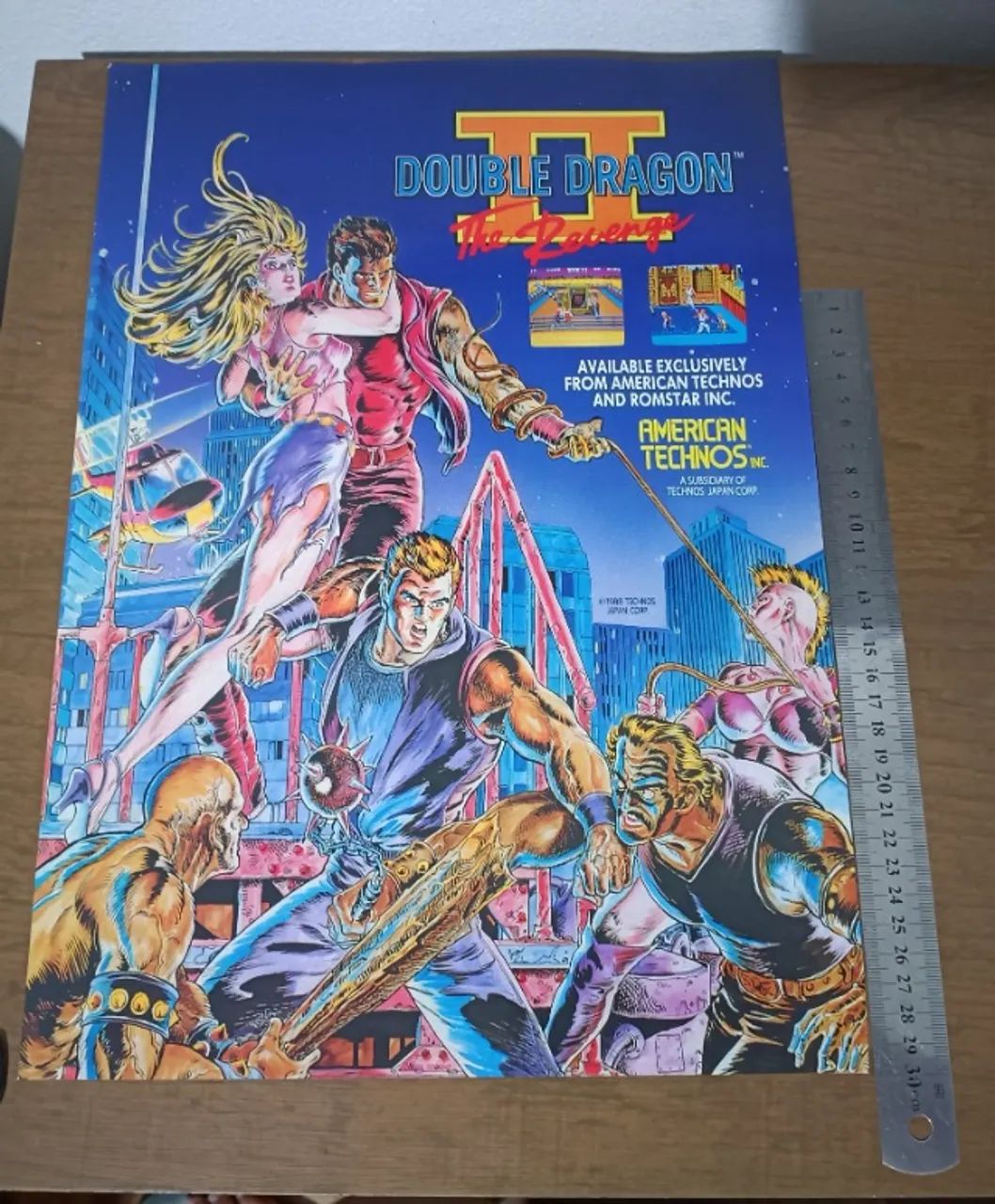 Material de divulgação Double Dragon 2 (arcade 1988) poster original da época