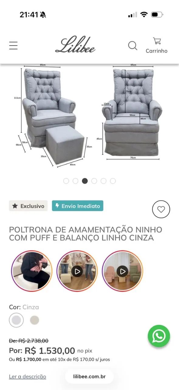 Poltrona Amamentação Lilibee - Foto 2