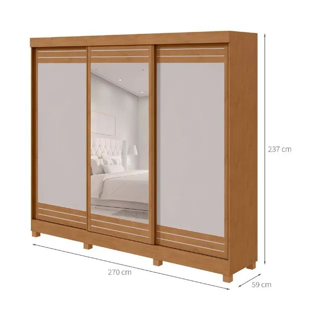 Guarda Roupa 2,30 Com Espelho Para Casal - Foto 2