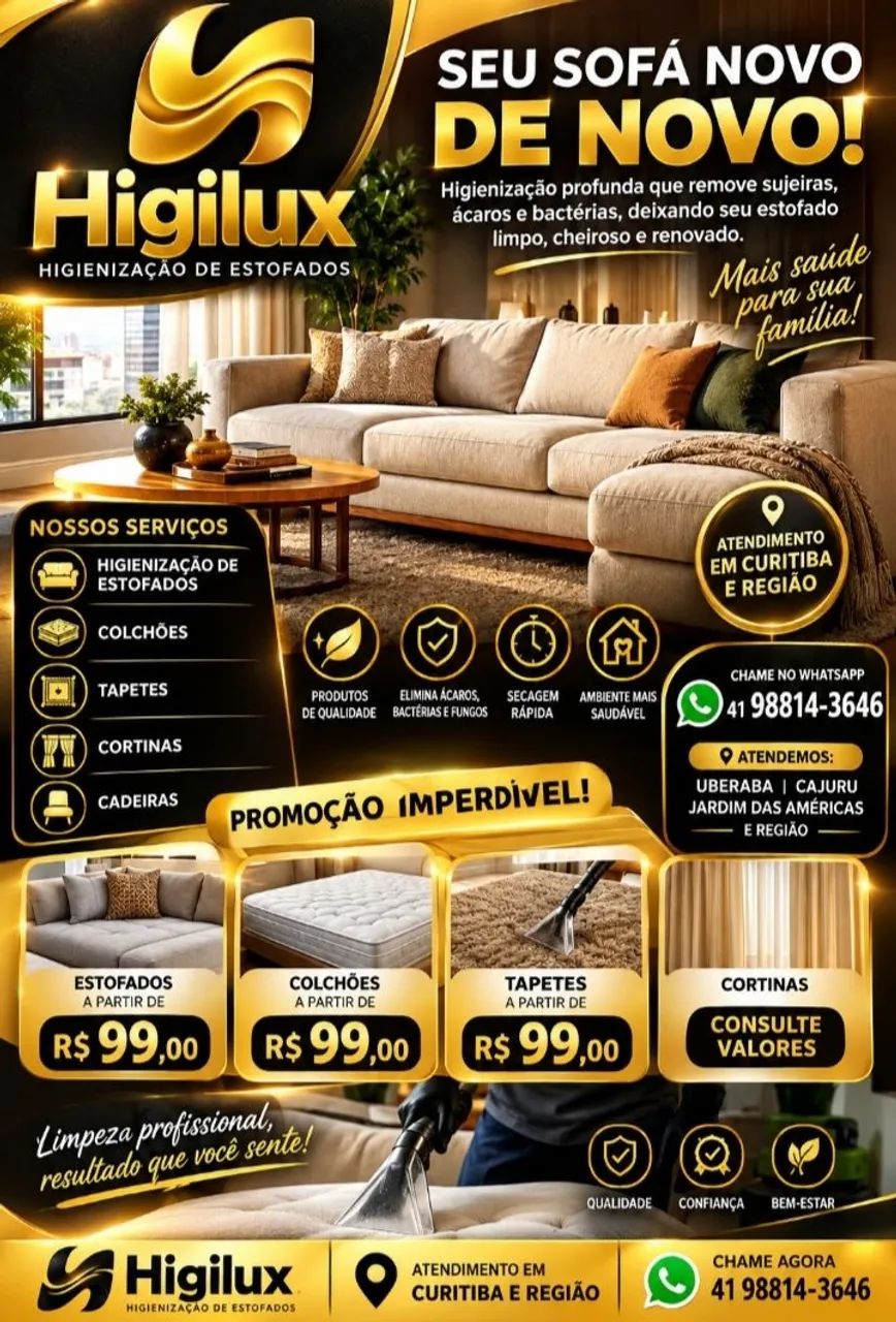 Higienizamos sofás e colchões 