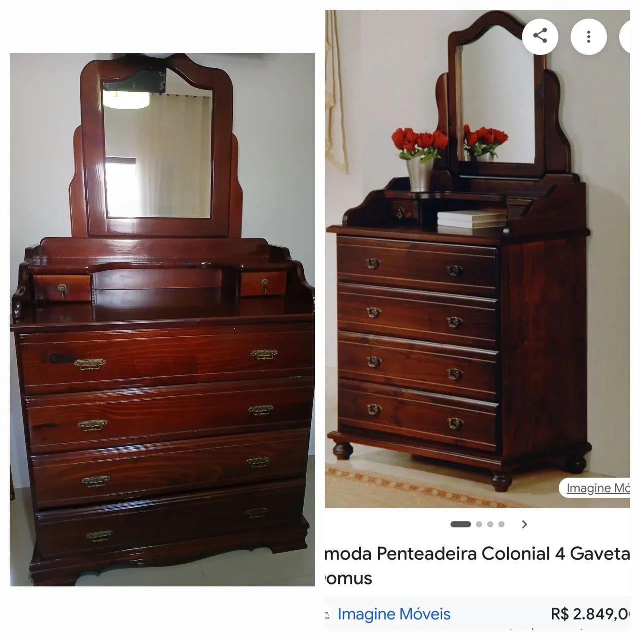 Cama e penteadeira 