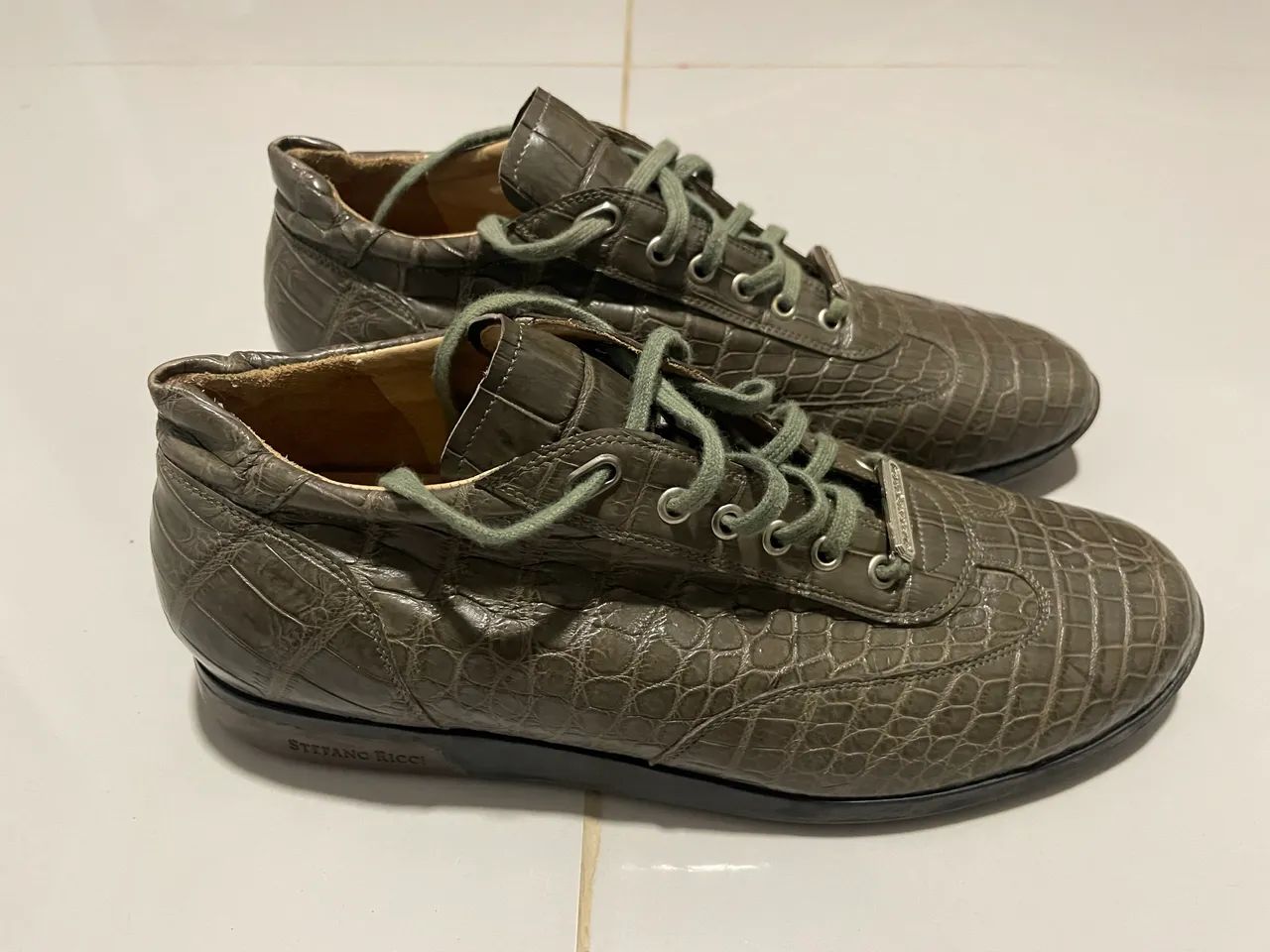 Sapato Couro Crocodilo Stefano Ricci Marrom - Foto 3