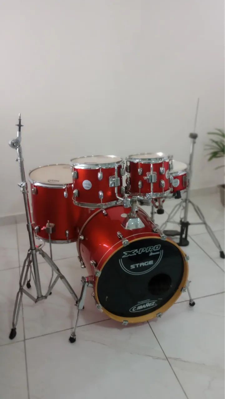 Bateria completa + prato + pedal duplo - Foto 3