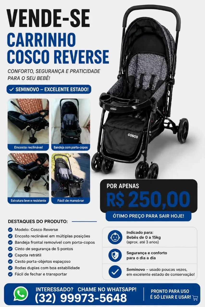 Carrinho de bebê Cosco 