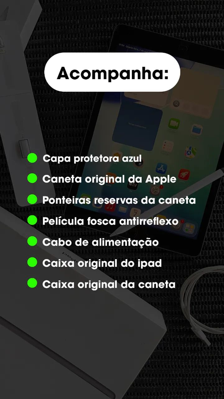 IPad 8 + Caneta + Capa e Película - Foto 5