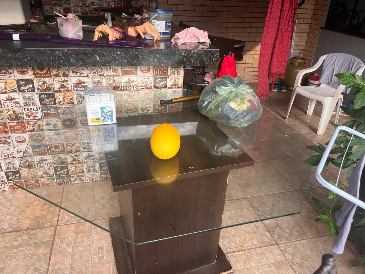 Mesa tampo de vidro octagonal - Foto 2
