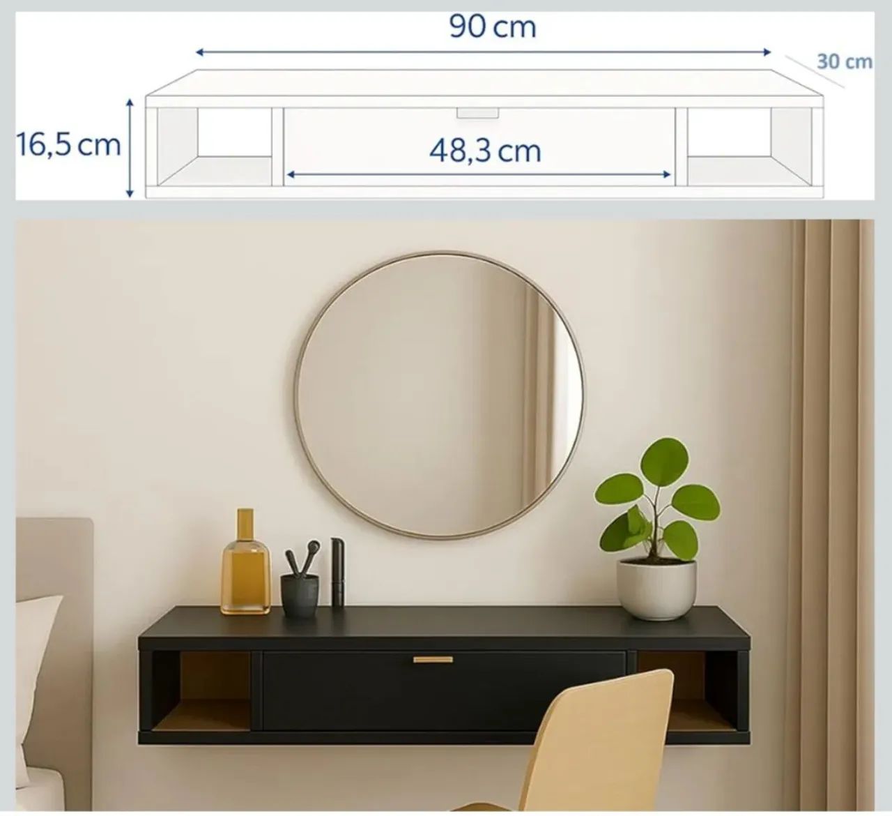 Escrivaninha suspensa preta NOVA - Foto 2