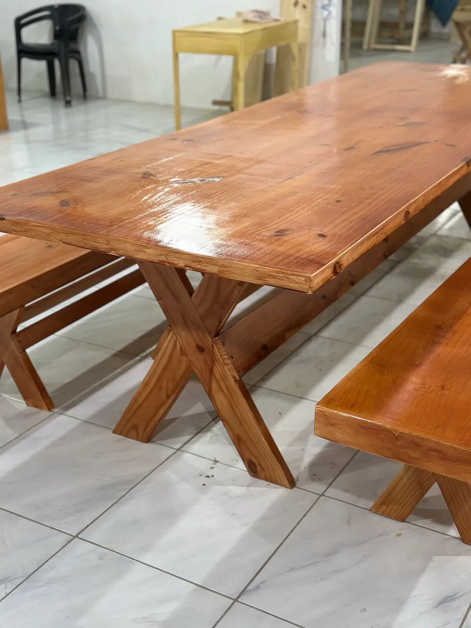 Mesa 3,00 x 1,00 Madeira Maciça - Foto 2