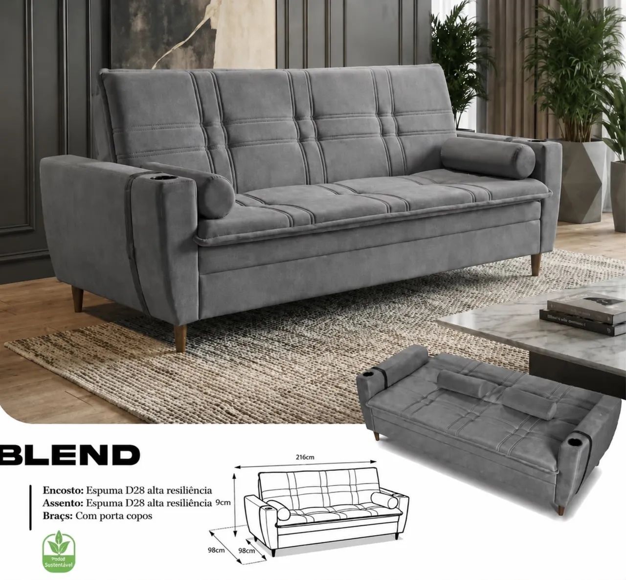 Sofá Cama Blend Novo Pronta Entrega  - Foto 2