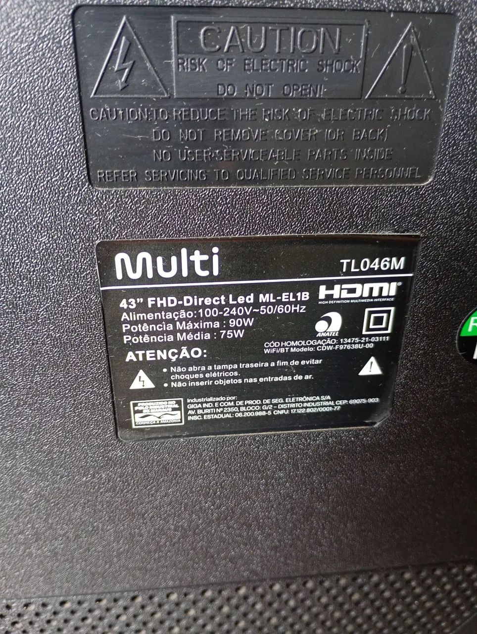 Tv 43p multi com tela avariada semi nova - Foto 2