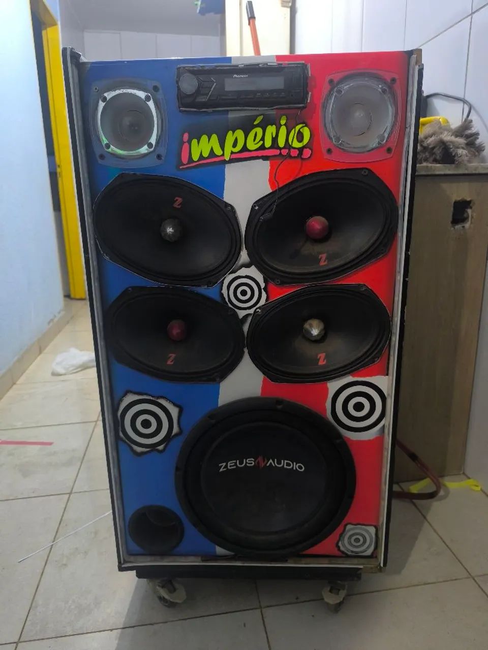 ☆ぽんぽん☆・W300/3層式・照明付ディスプレイBOX/ネオジオラマ Caixa de Som Completa Zeus 600 RMS + Pioneer + Falcon + JFA