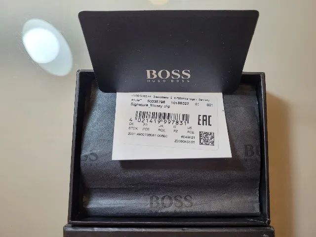 CARTEIRA PORTA CARTÃO MONEY CLIP HUGO BOSS COURO METAL - Foto 5
