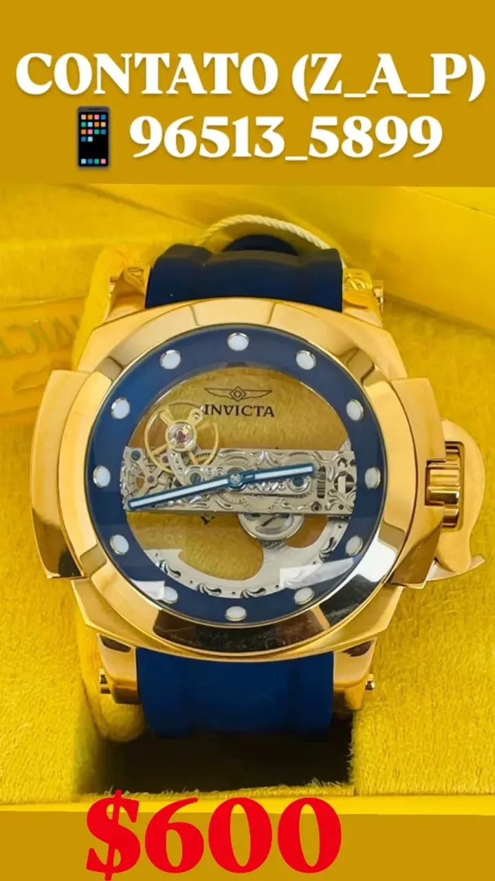 Relógio INVICTA COALITION FORCES Dourado Pulseira Azul _ AUTOMÁTICO  - Foto 3