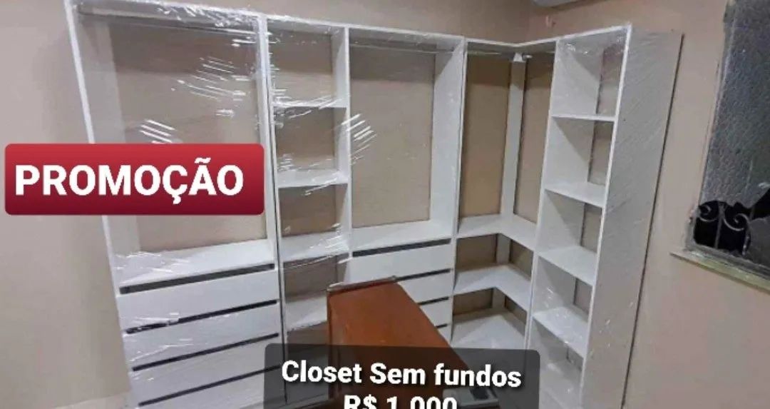 Closet em L com 8 gavetas (Entrega e Montagem)
