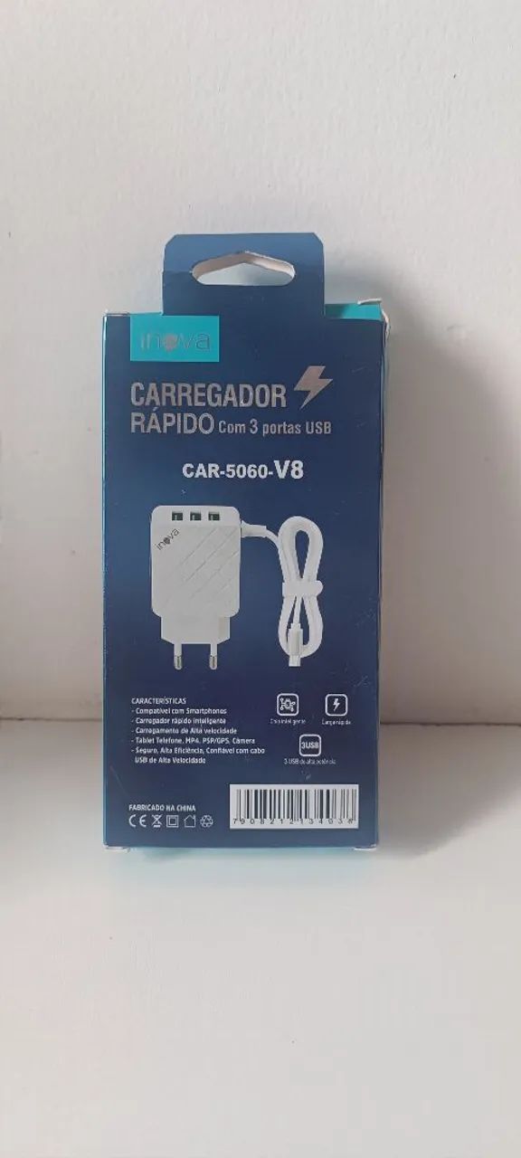 Carregador rápido V8 corrente de saída de 5.1A com 3 USB  - Foto 2