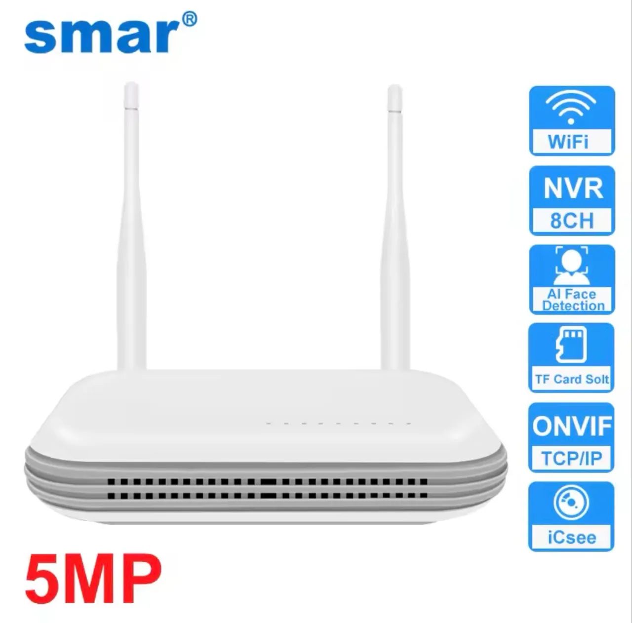 NVR h.265 WI-FI 8CH para sistema sem fio cartão tf solt onvif ICSee app