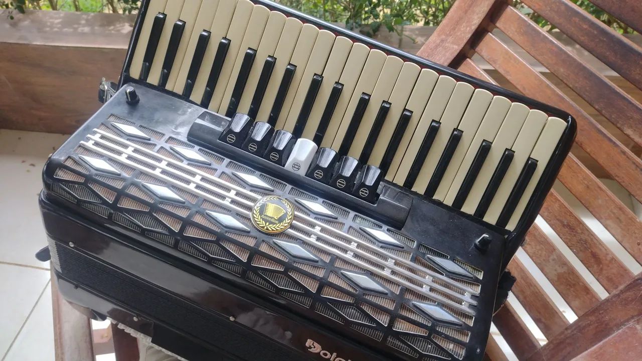 ACORDEON DOLPHIN 120 BAIXOS AFINADA E NOVA DEMAIS  - Foto 2