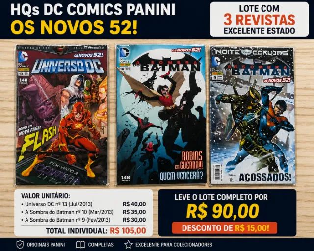 HQs DC Comics Panini - Os Novos 52 | Lote com 3 Revistas | Excelente Estado
