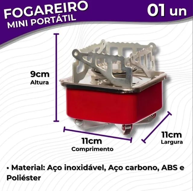 Mini Fogareiro Portátil Automático Gás Ajuste De Chama Bolsa - Foto 2