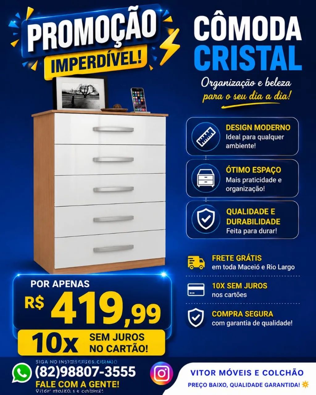 PROMOÇÃO DE CÔMODA CRISTAL 
