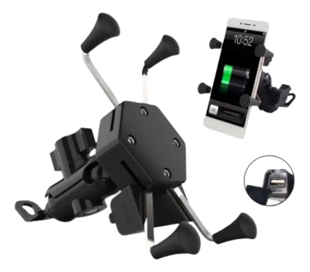 Suporte de celular para moto com carregador