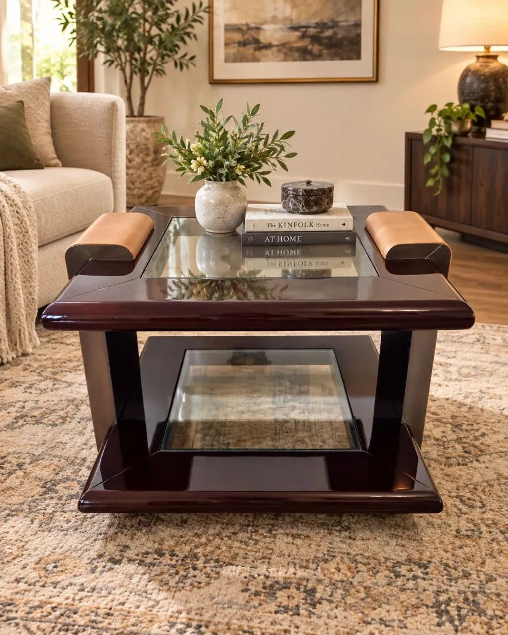  MESA DE CANTO SOFISTICADA COM VIDRO ? PEÇA ÚNICA ?