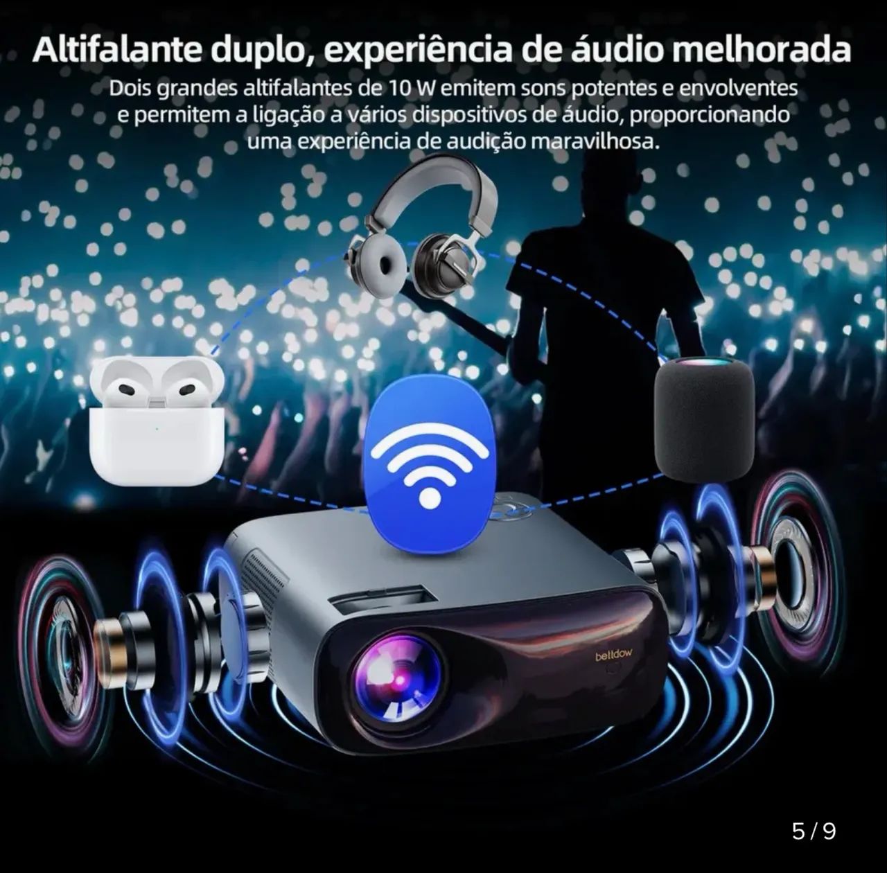 Projetor Bettdow AC1053 1080p 4K Cor Cinza - Foto 4