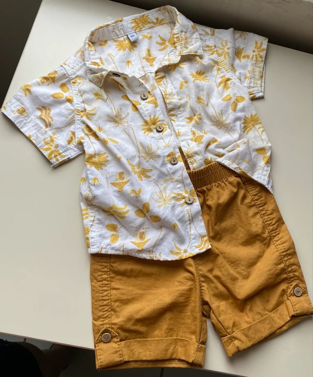 Conjunto Bebê 6M - Lindo e Estiloso | Camisa + Bermuda