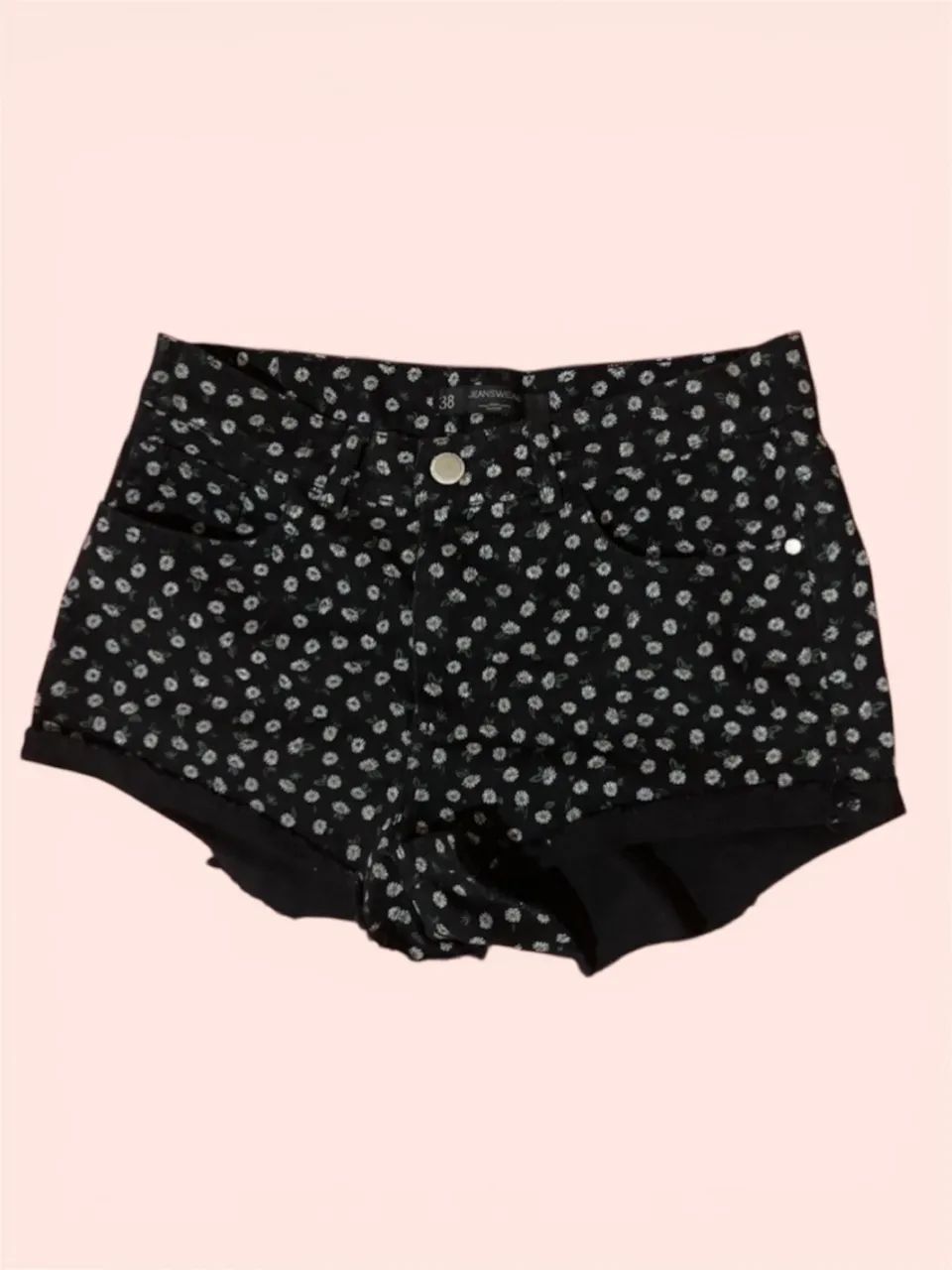 Short Jeans Preto Margaridas