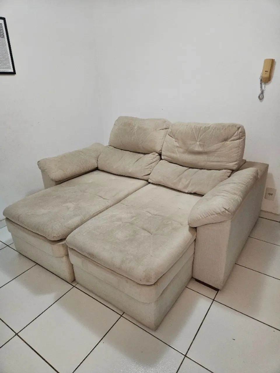 Sofá Retrátil 2 Lugares Bege