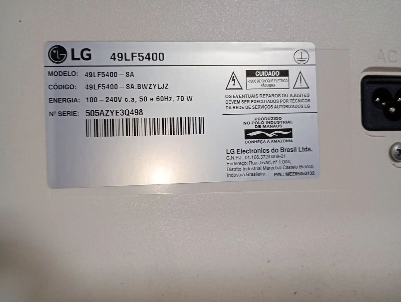Tv Lg 49 polegadas mod lgLf5400